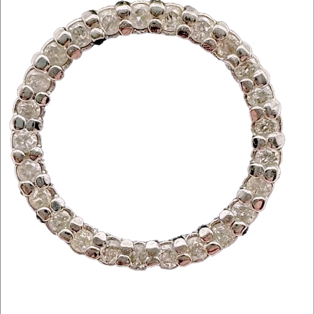 MARSALA Co. 925 Sterling Silver Signed 25 DIAMOND ETERNITY CIRCLE SLIDE PENDANT